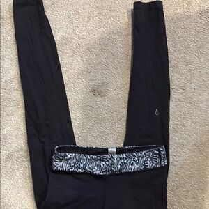Black Leggings with Zebra Print Waistband
